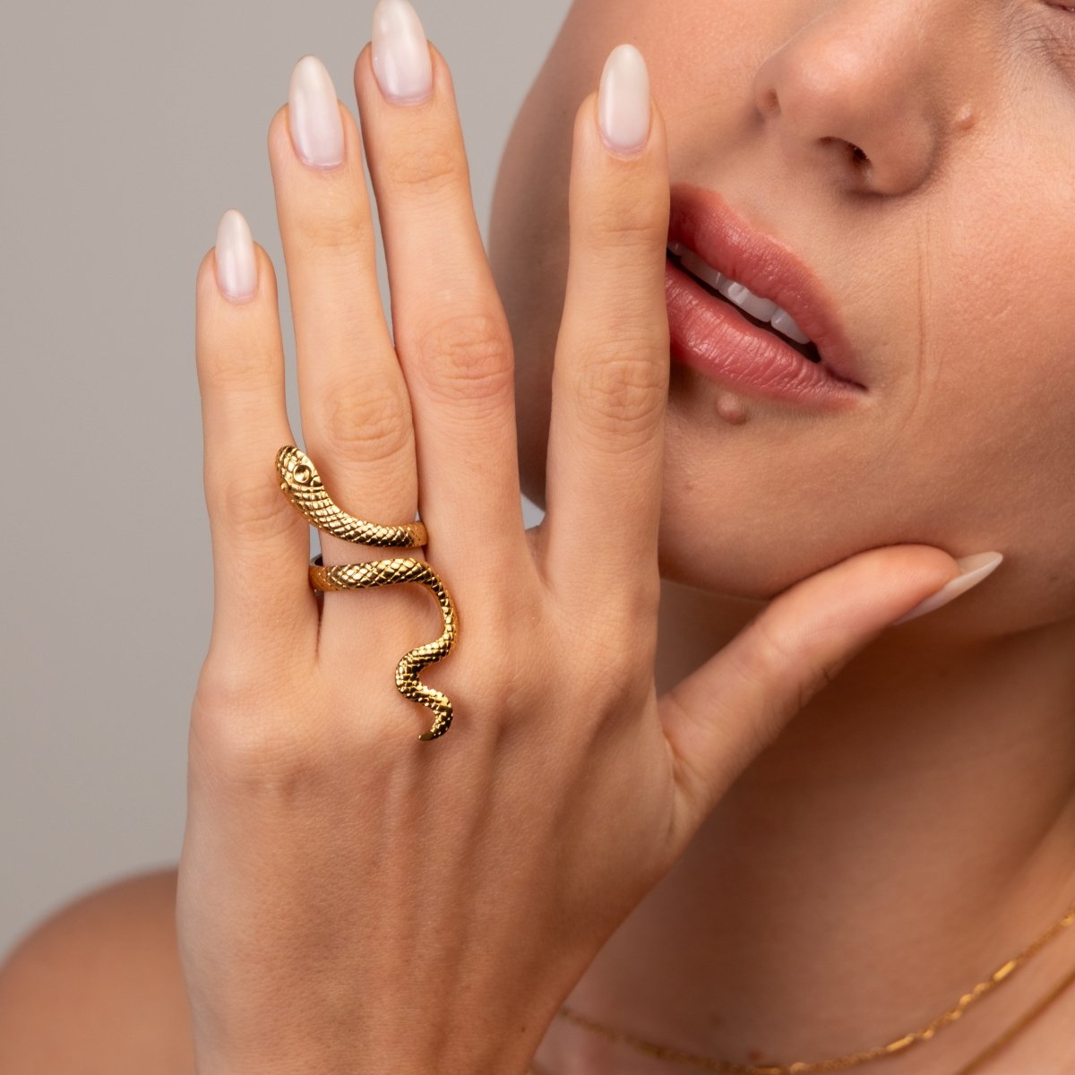 Serpent Adjustable Ring 18k Gold Plated