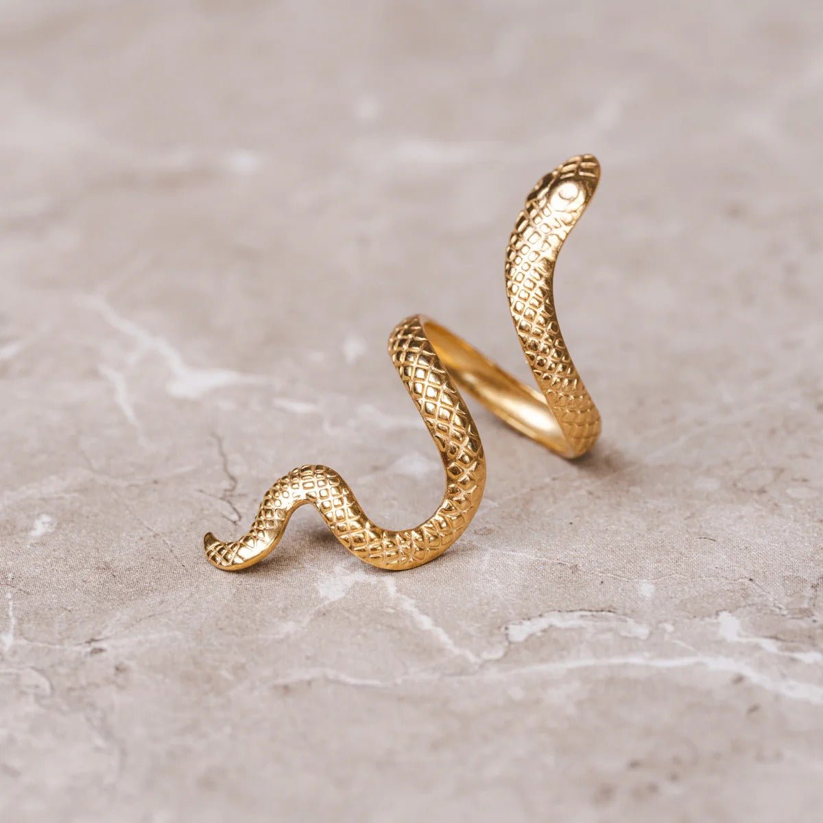 Serpent Adjustable Ring 18k Gold Plated