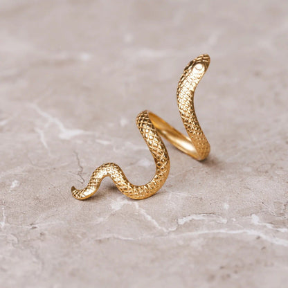 Serpent Adjustable Ring 18k Gold Plated
