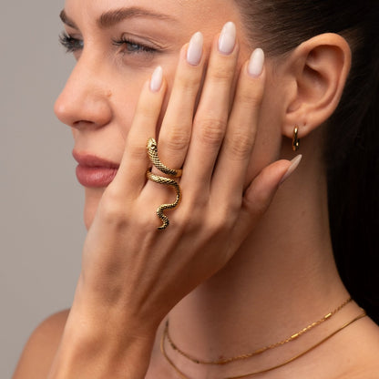 Serpent Adjustable Ring 18k Gold Plated