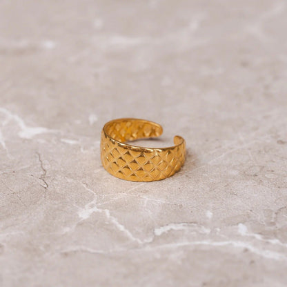 Luxe Weave Adjustable Ring 18k Gold Plated