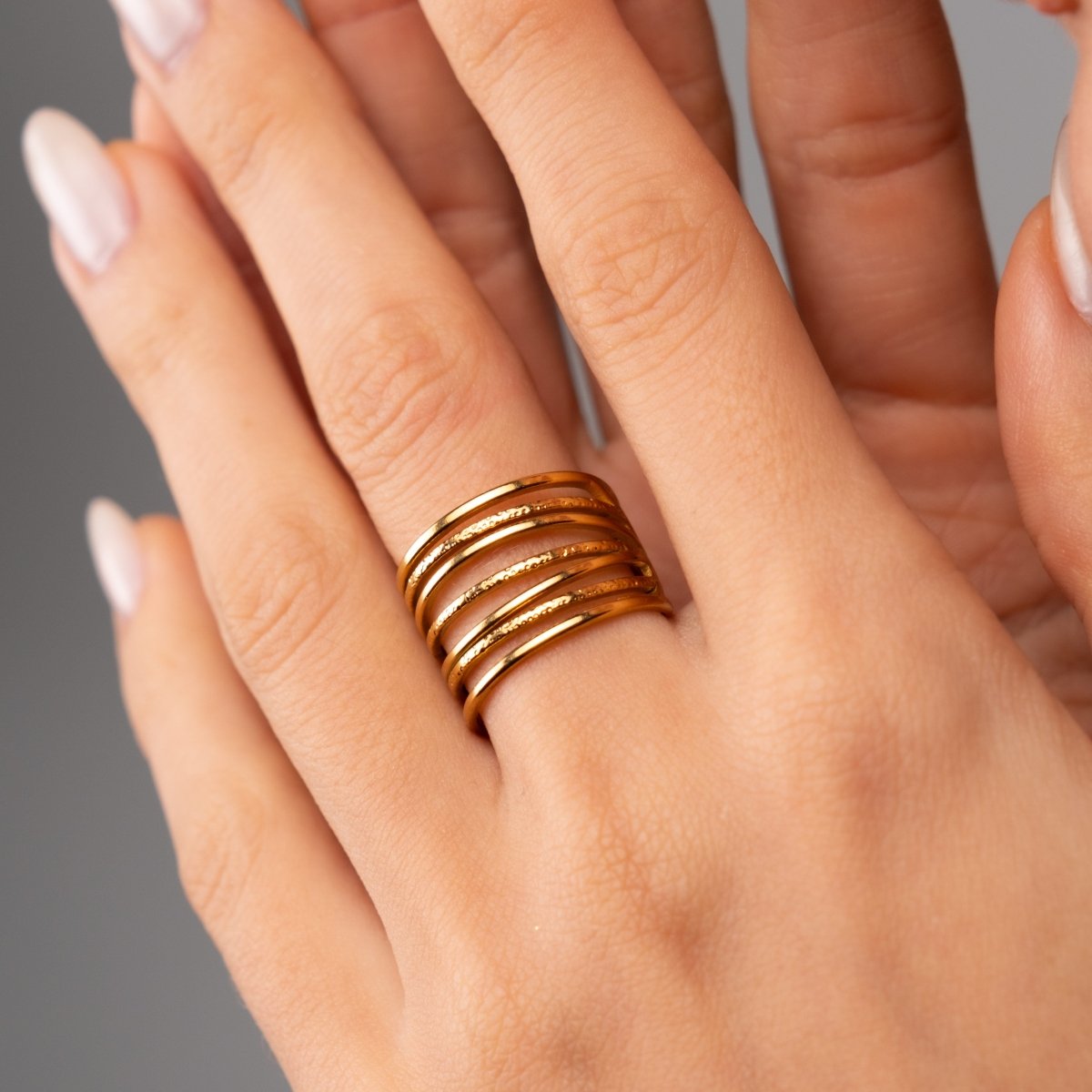 Weave Adjustable Ring 18k Gold Plated