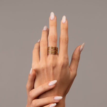 Weave Adjustable Ring 18k Gold Plated