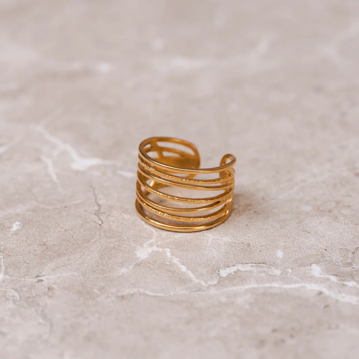 Weave Adjustable Ring 18k Gold Plated