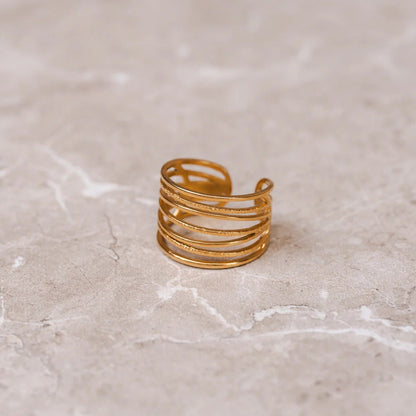 Weave Adjustable Ring 18k Gold Plated