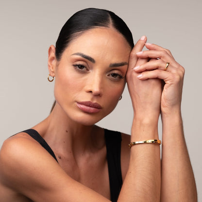 Intertwined Roman Numeral Cuff Bracelet 18k Gold Plated