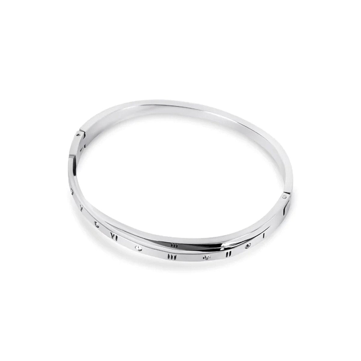 Intertwined Roman Numeral Cuff Bracelet 18k Gold Plated - Silver