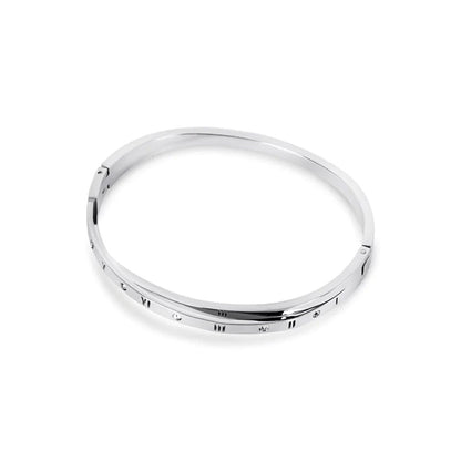 Intertwined Roman Numeral Cuff Bracelet 18k Gold Plated - Silver