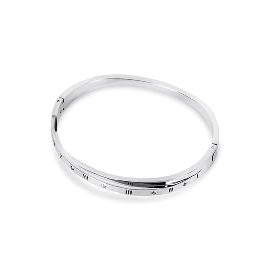 Intertwined Roman Numeral Cuff Bracelet 18k Gold Plated - Silver