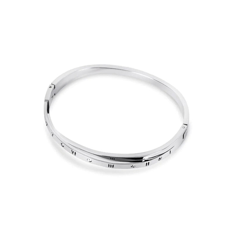 Intertwined Roman Numeral Cuff Bracelet 18k Gold Plated - Silver