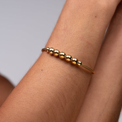 Adjustable Anti-Stress Beads Bracelet 18k Gold Plated