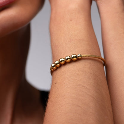 Adjustable Anti-Stress Beads Bracelet 18k Gold Plated