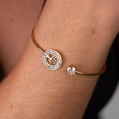 Tree of Life Cuff Bracelet 18k Gold Plated