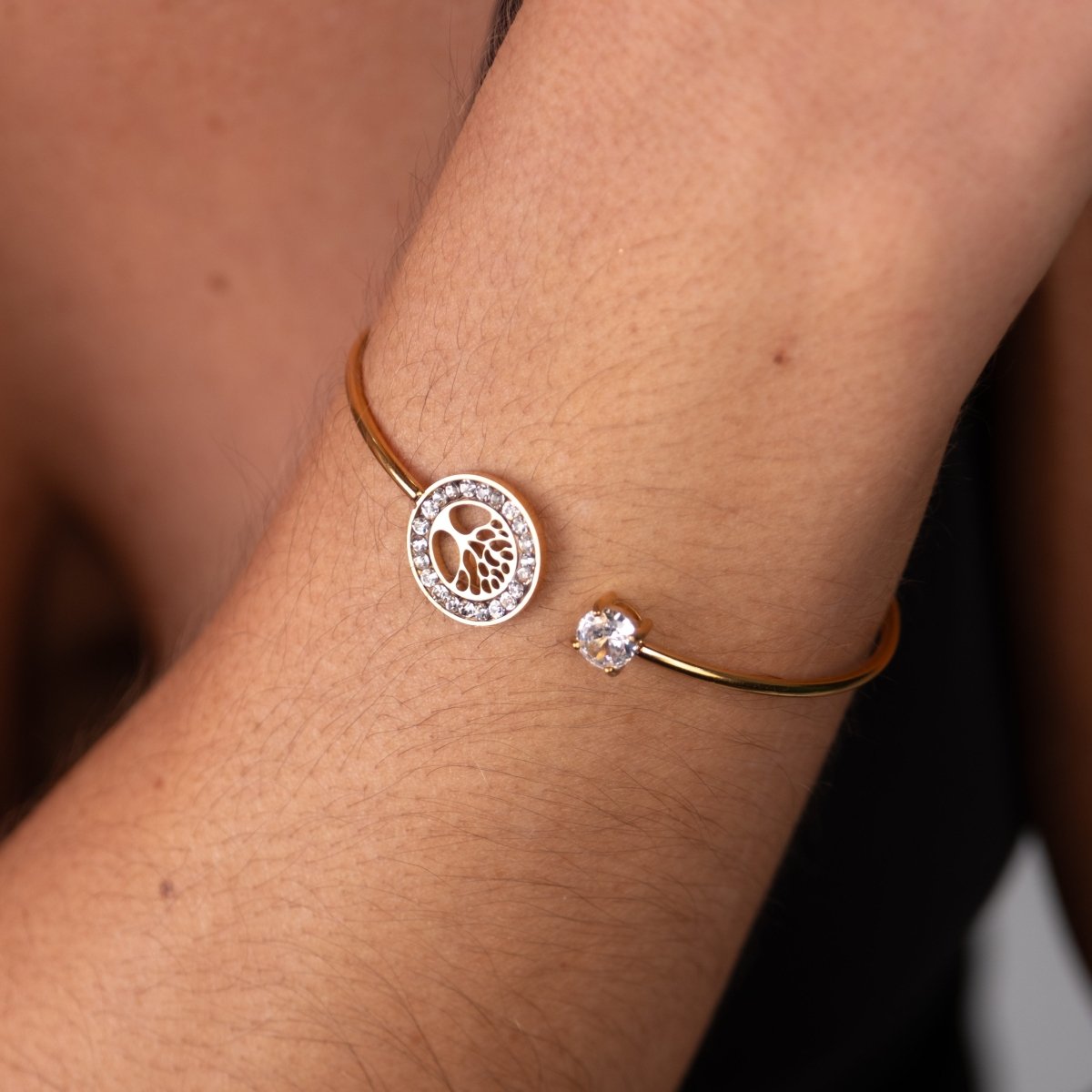 Tree of Life Cuff Bracelet 18k Gold Plated