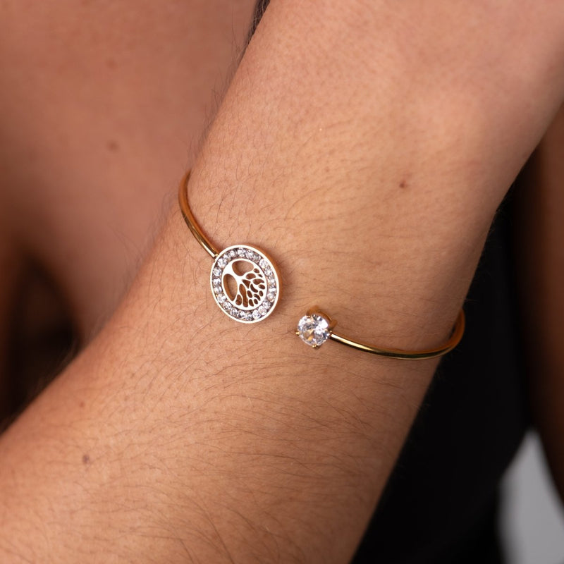 Tree of Life Cuff Bracelet 18k Gold Plated