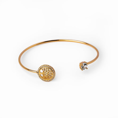 Tree of Life Cuff Bracelet 18k Gold Plated