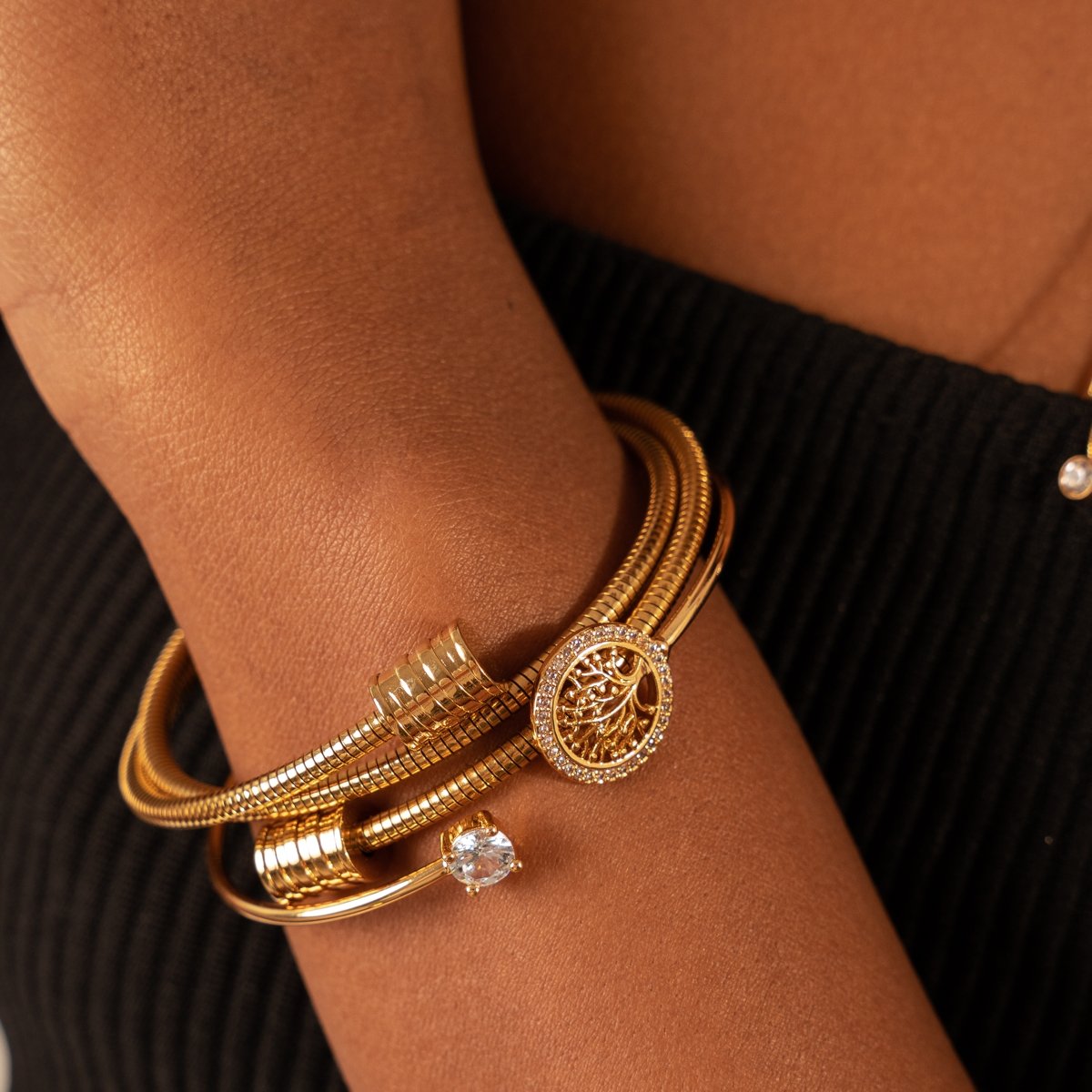 Tree of Life Cuff Bracelet 18k Gold Plated