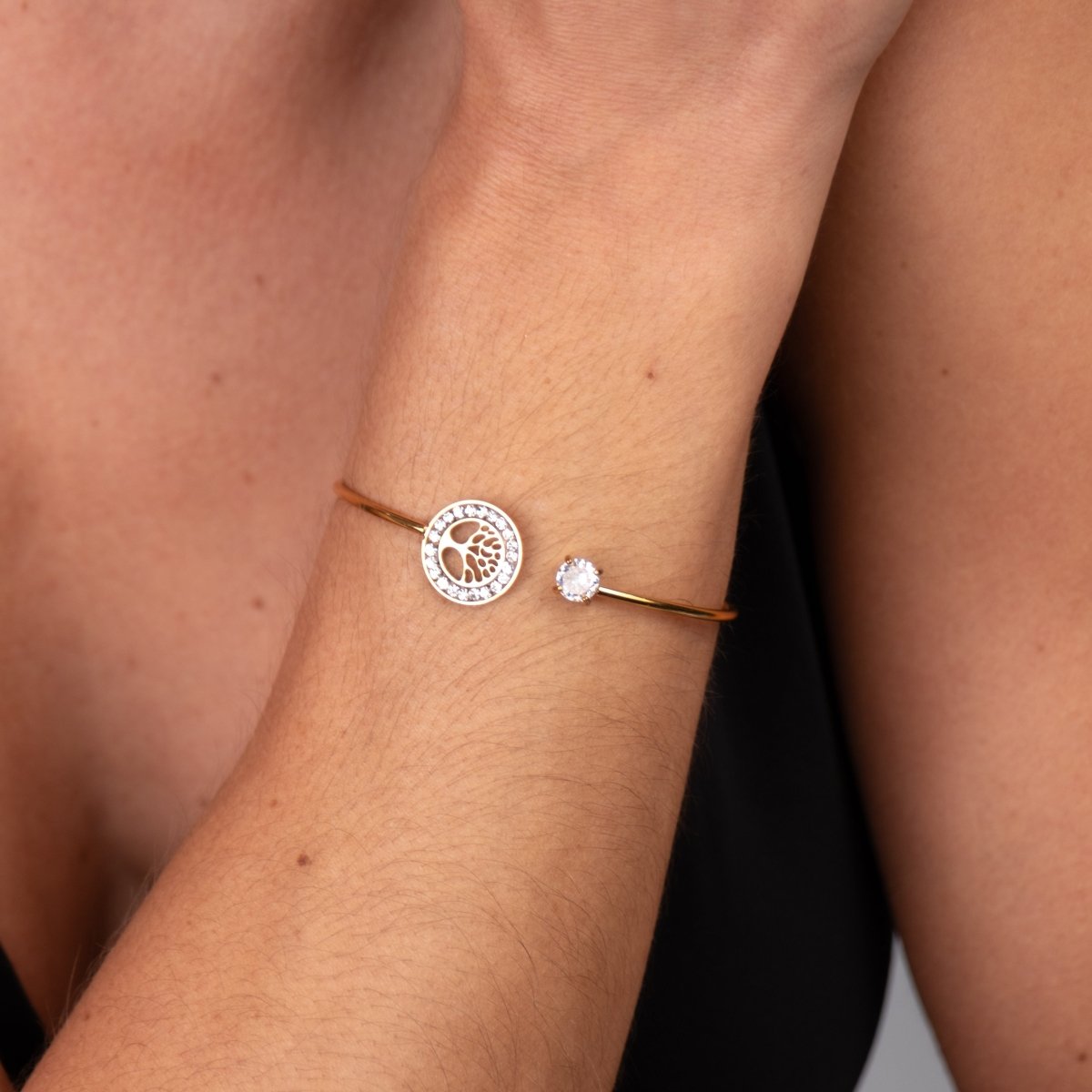 Tree of Life Cuff Bracelet 18k Gold Plated