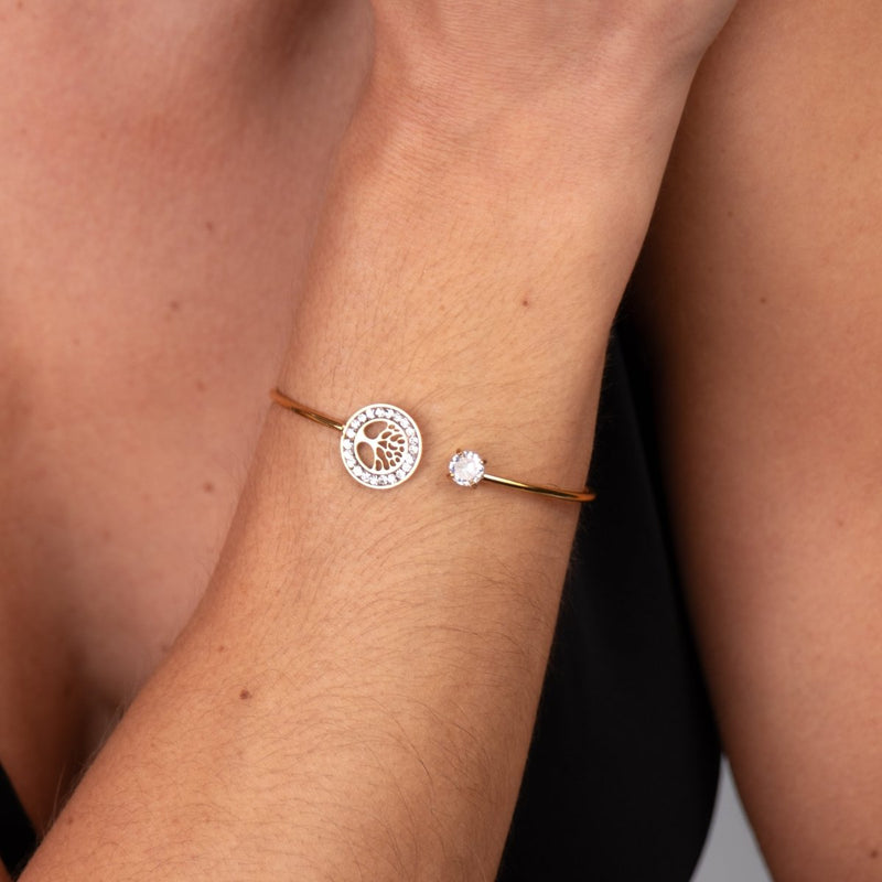 Tree of Life Cuff Bracelet 18k Gold Plated