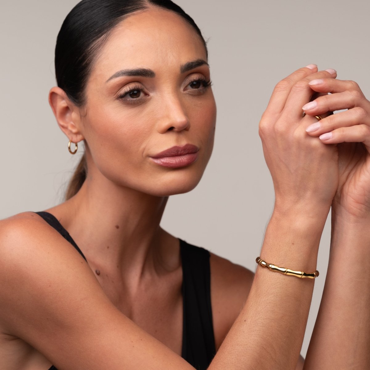 Bamboo Bangle Bracelet 18k Gold Plated