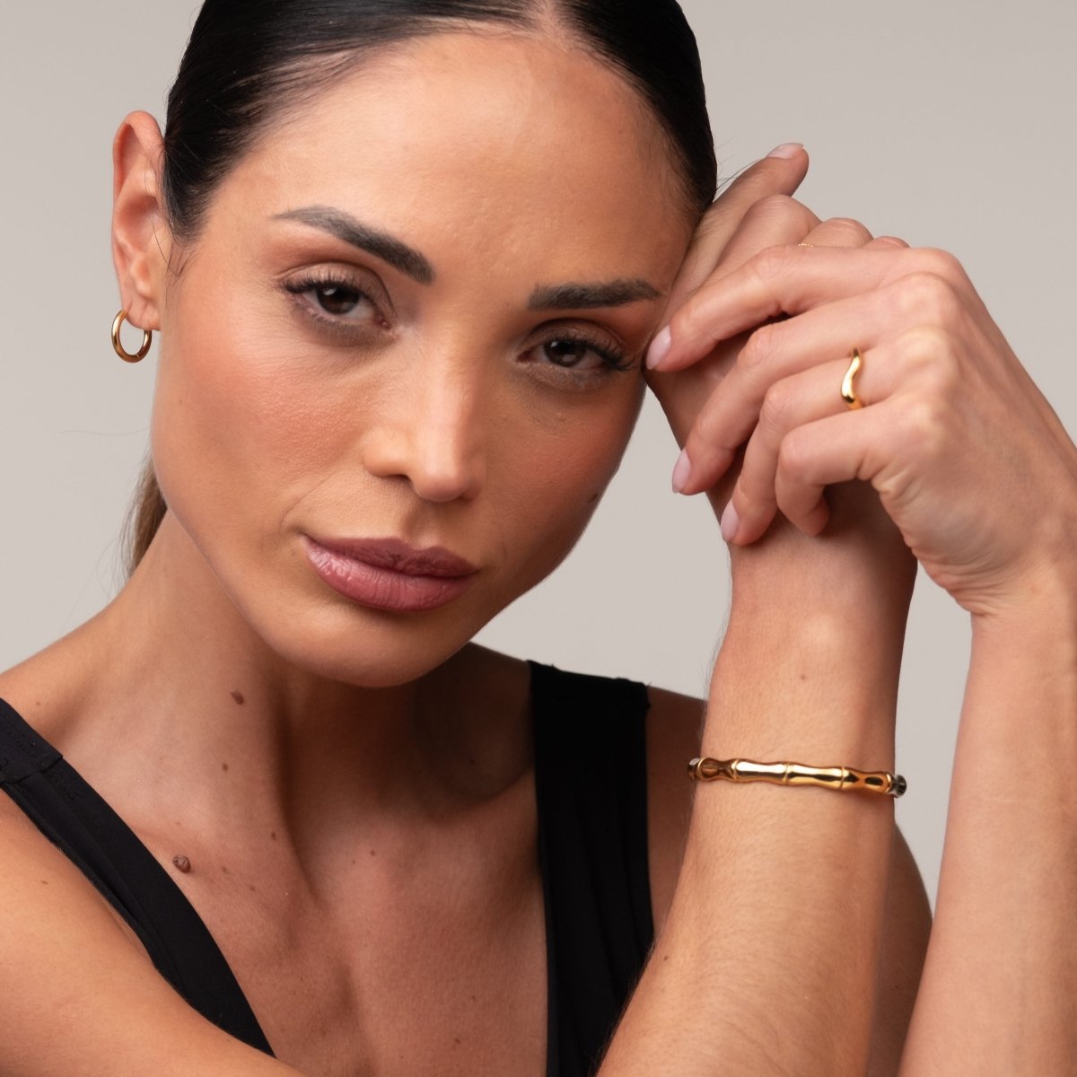 Bamboo Bangle Bracelet 18k Gold Plated