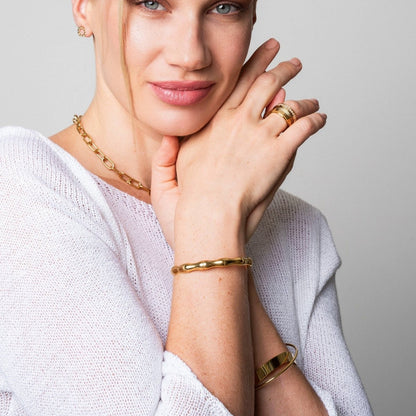 Bamboo Bangle Bracelet 18k Gold Plated
