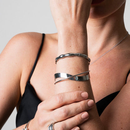 Bamboo Bangle Bracelet - Silver