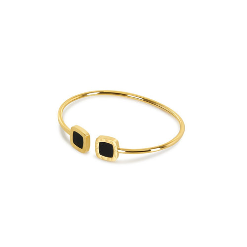 Bella Onyx Bangle Bracelet 18k Gold Plated