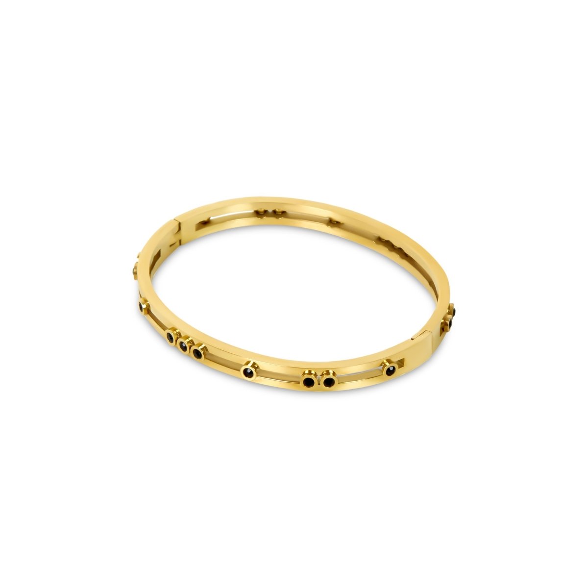 Black Studs Bangle - 18k Gold Plated