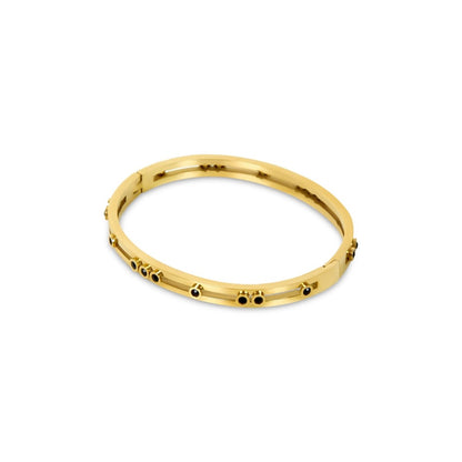 Black Studs Bangle - 18k Gold Plated