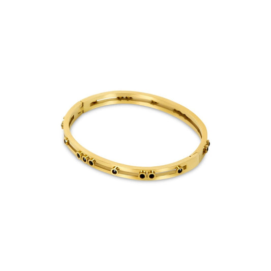 Black Studs Bangle - 18k Gold Plated
