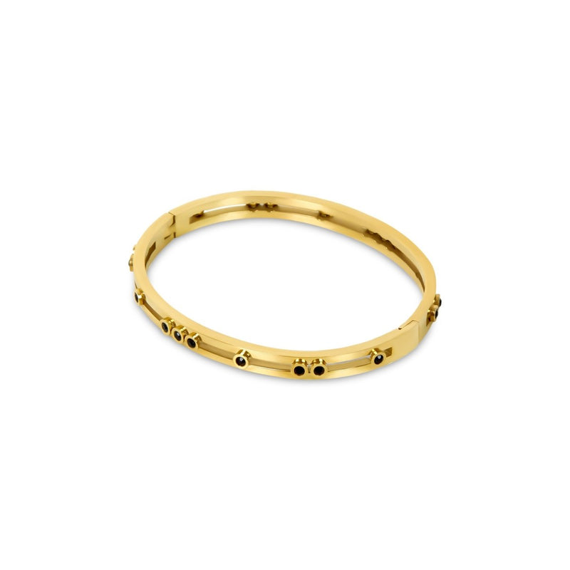 Black Studs Bangle - 18k Gold Plated