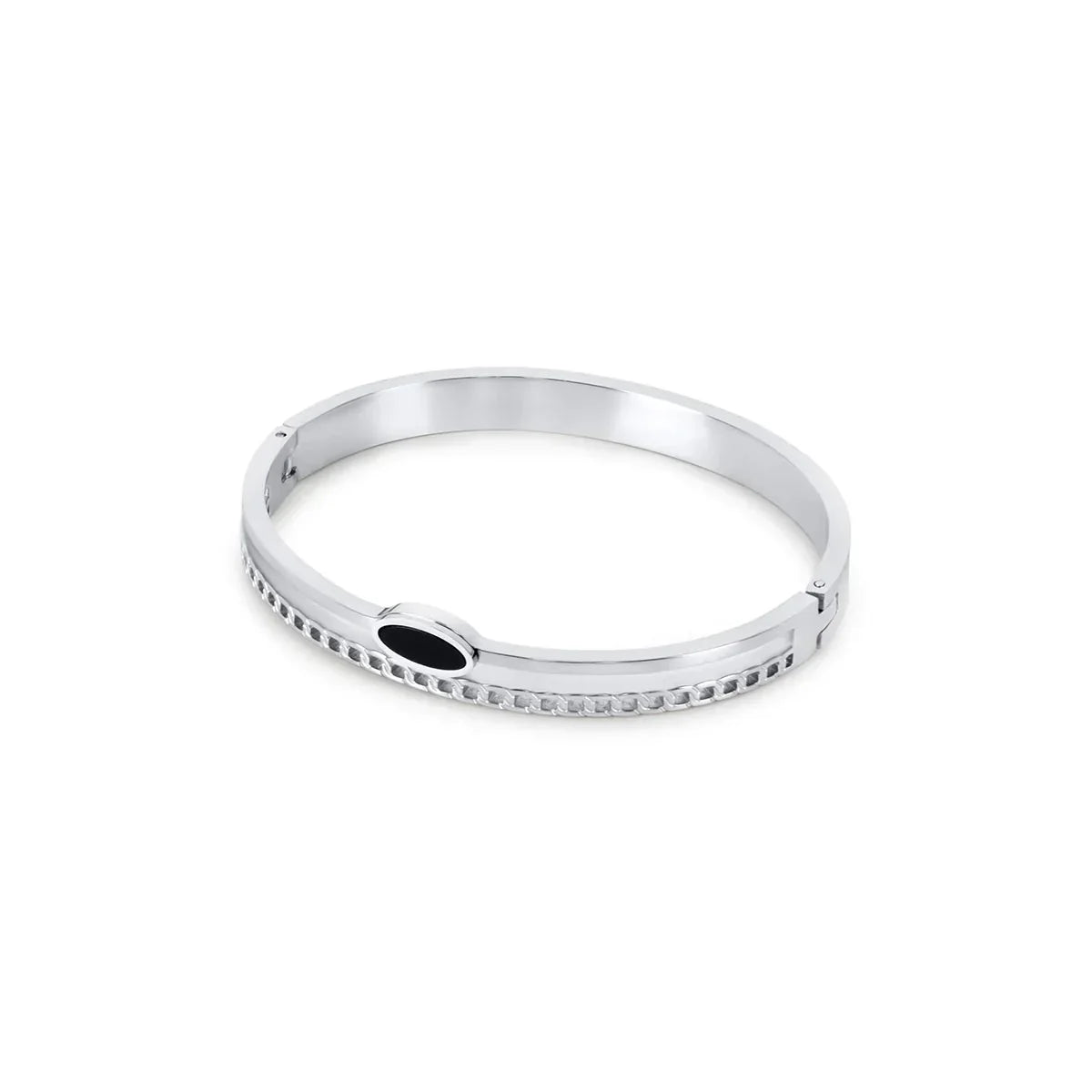 Onyx Layered Bangle - Silver