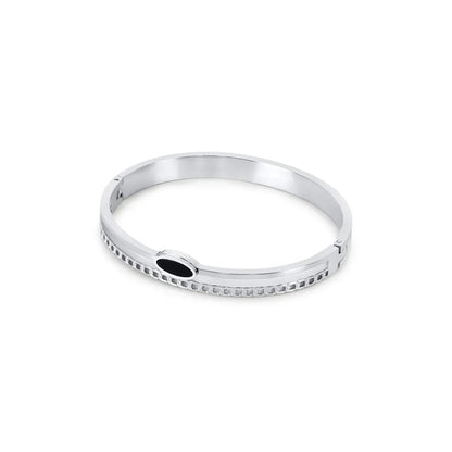 Onyx Layered Bangle - Silver