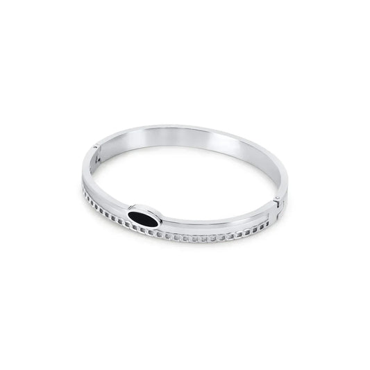 Onyx Layered Bangle - Silver