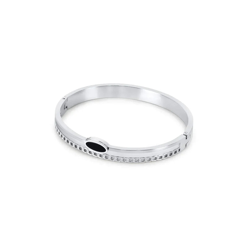 Onyx Layered Bangle - Silver