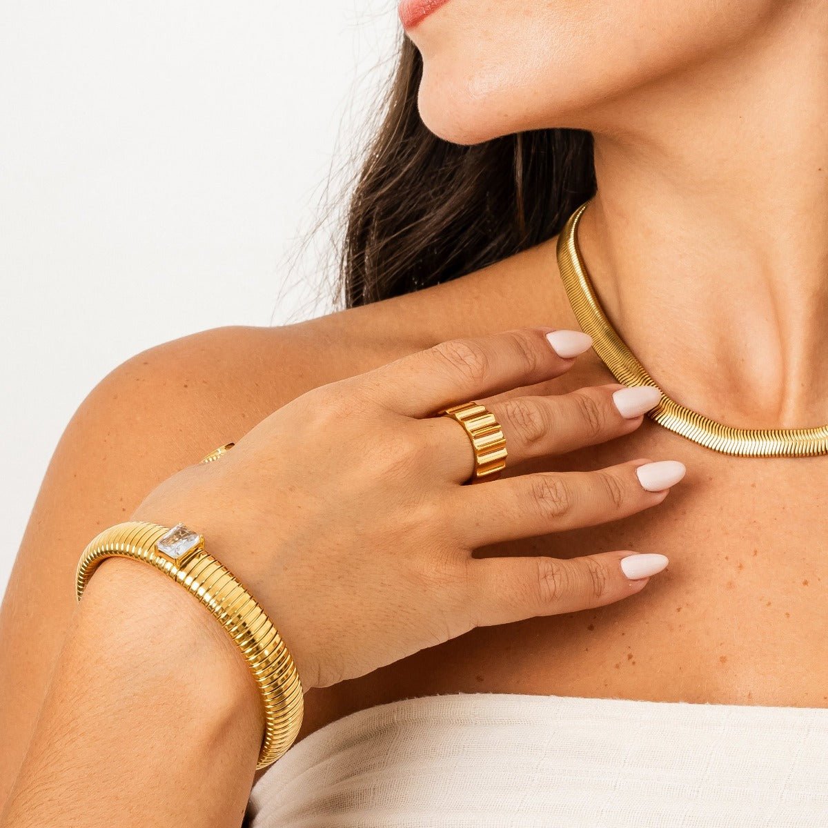 Capri Bangle Bracelet 18k Gold Plated