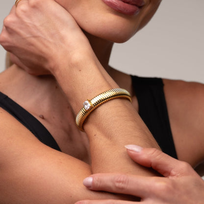 Capri Bangle Bracelet 18k Gold Plated
