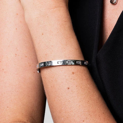 Carved Cuff Bracelet – Silver