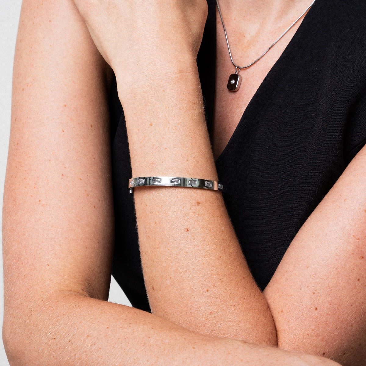 Carved Cuff Bracelet – Silver