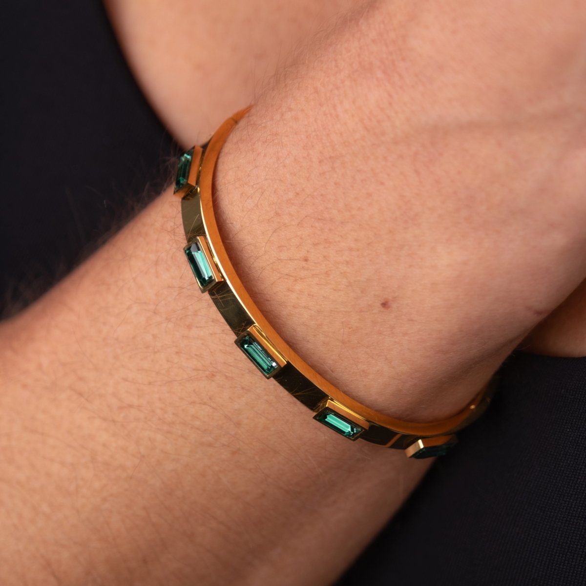Green Marquise Crystals Bracelet 18k Gold Plated