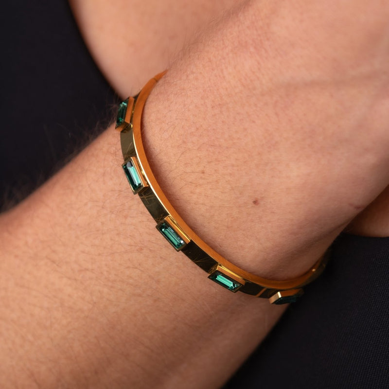 Green Marquise Crystals Bracelet 18k Gold Plated