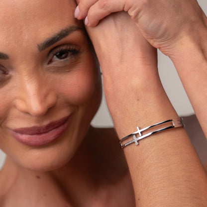 Cross Cuff Bracelet – Silver