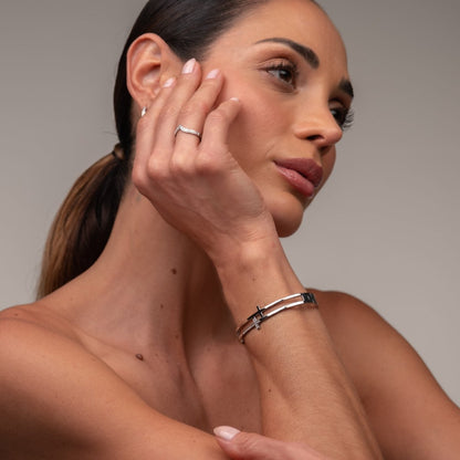 Cross Cuff Bracelet – Silver