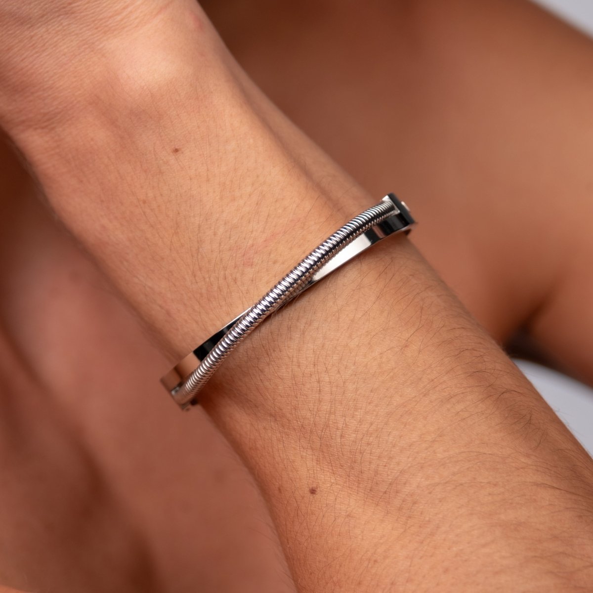 Double Harmony Bangle - Silver