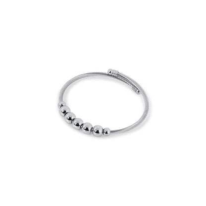 Adjustable Anti-Stress Beads Bracelet 18k Gold Plated - Silver