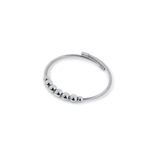 Adjustable Anti-Stress Beads Bracelet 18k Gold Plated - Silver