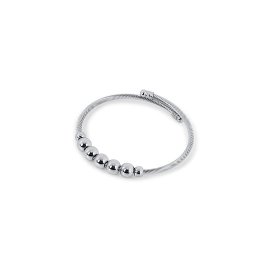 Adjustable Anti-Stress Beads Bracelet 18k Gold Plated - Silver