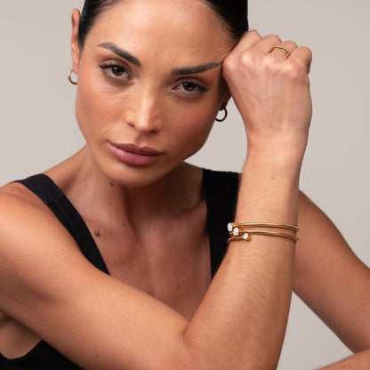 Spiral Crystal Bangle Bracelet 18k Gold Plated