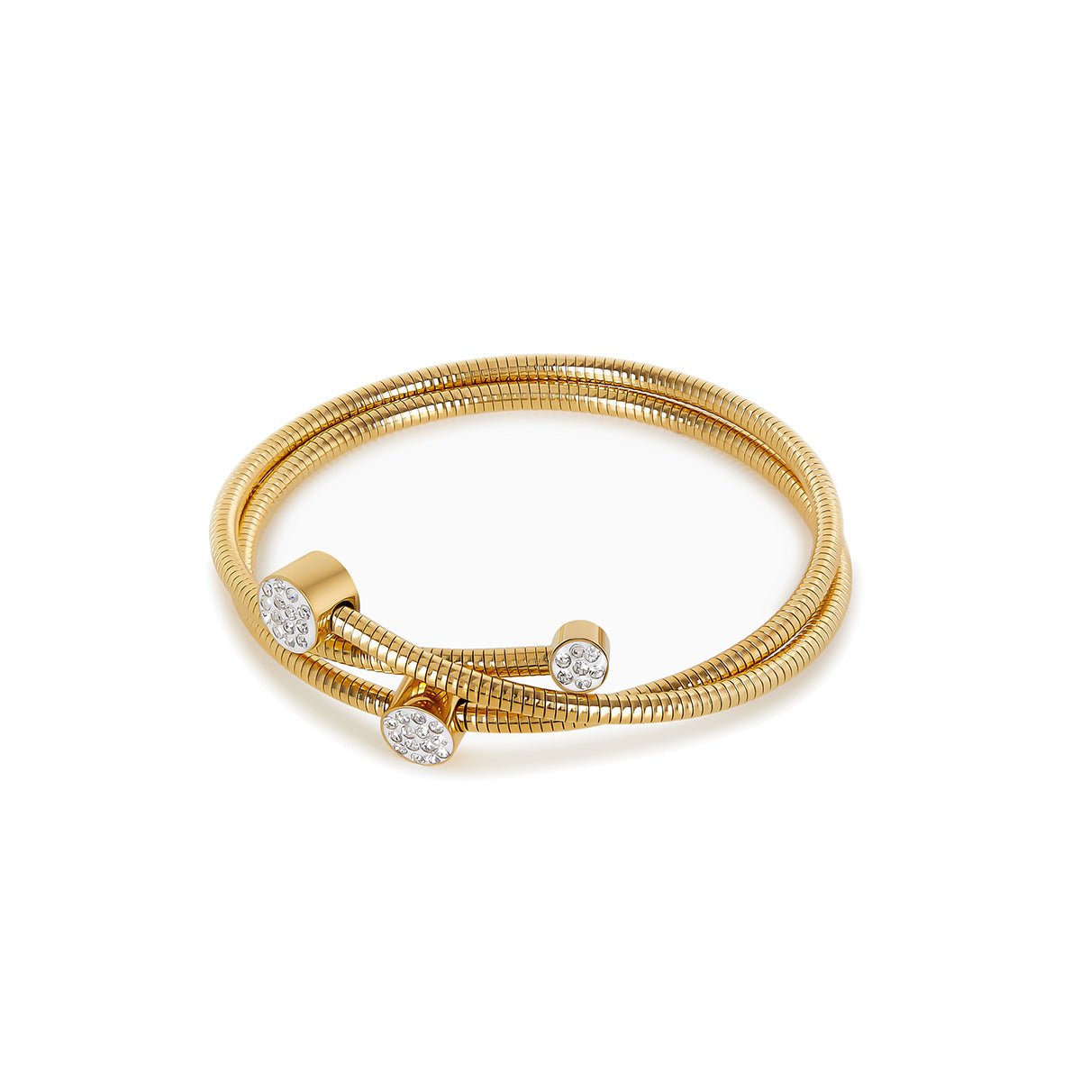 Spiral Crystal Bangle Bracelet 18k Gold Plated